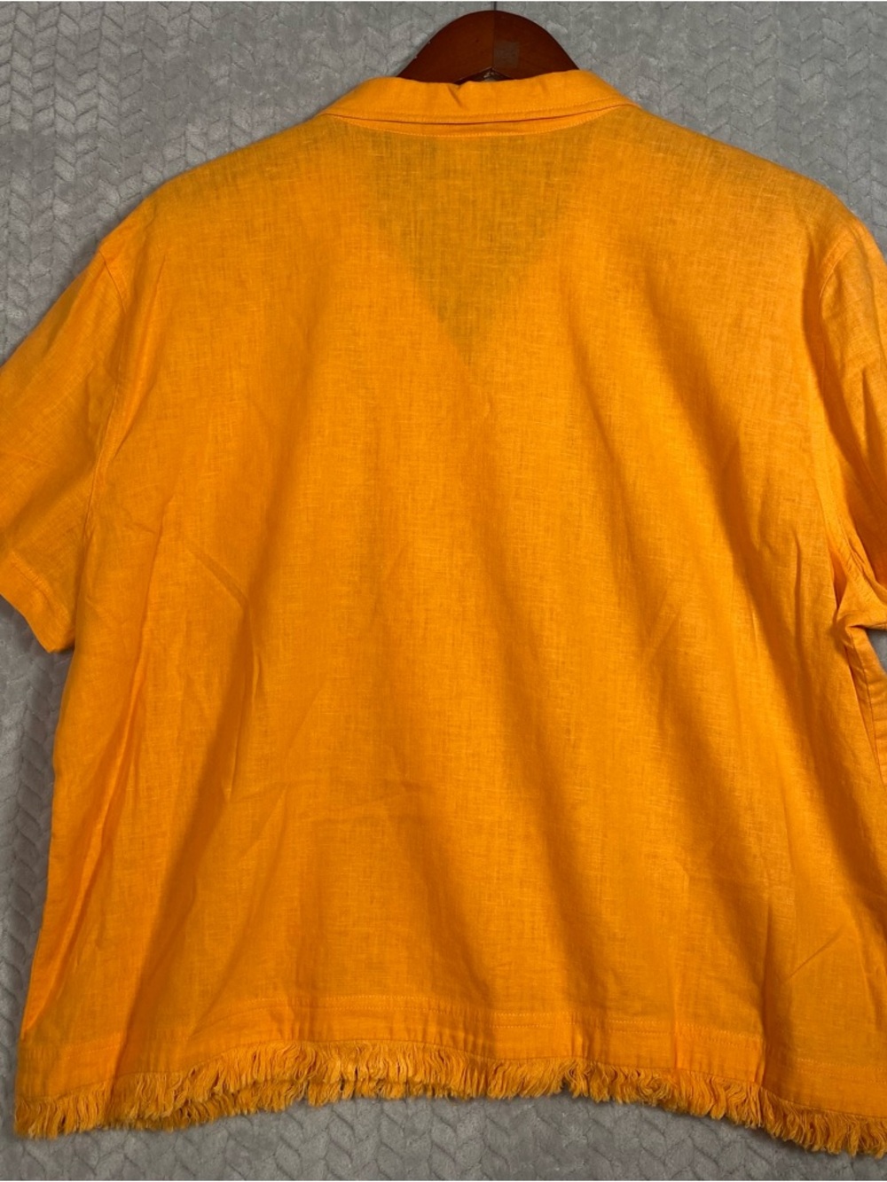 VTG Oleg Cassini Flamingo Embroidered Beaded Fringe Resort Top Orange Size XL - Picture 9 of 10